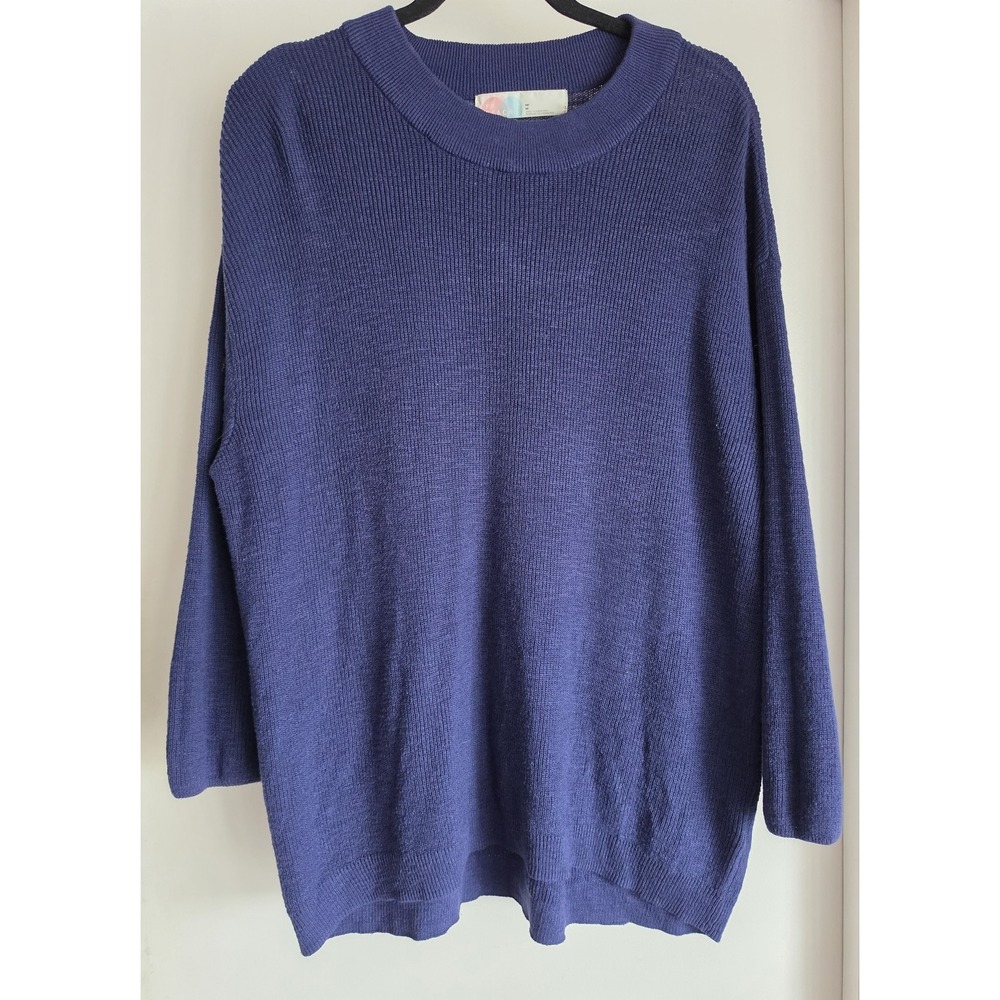 FP Beach Women's Pullover Sweater Size M Blue Long Sleeve Cozy Coastal